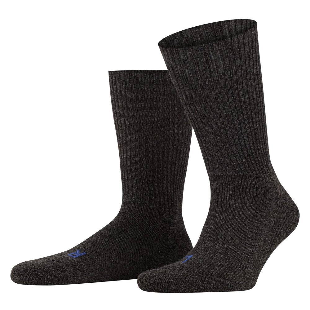 FALKE Unisex Walkie Ergo Socks, Crew Length, Thick Sole, Hiking Sock, Breathable, Moisture-Wicking, Merino Wool, Grey (Smog 3150), 5-6, 1 Pair