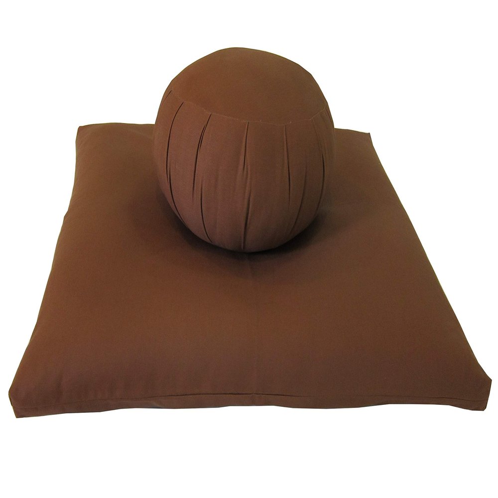 Kapok Zafu and Zabuton Meditation Cushion Set (2pc), Cinnamon