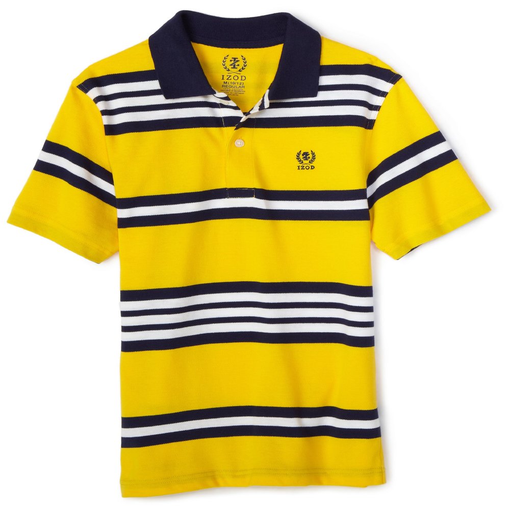 IZOD Big Boys' Boys Auto Stripe Pique Polo,Light Gold,Small