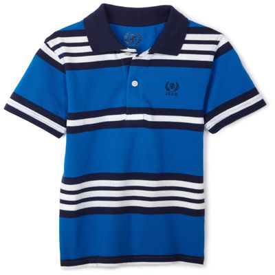 IZOD Little Boys' Short Sleeve Auto Stripe Pique Polo,Royal,X-Large