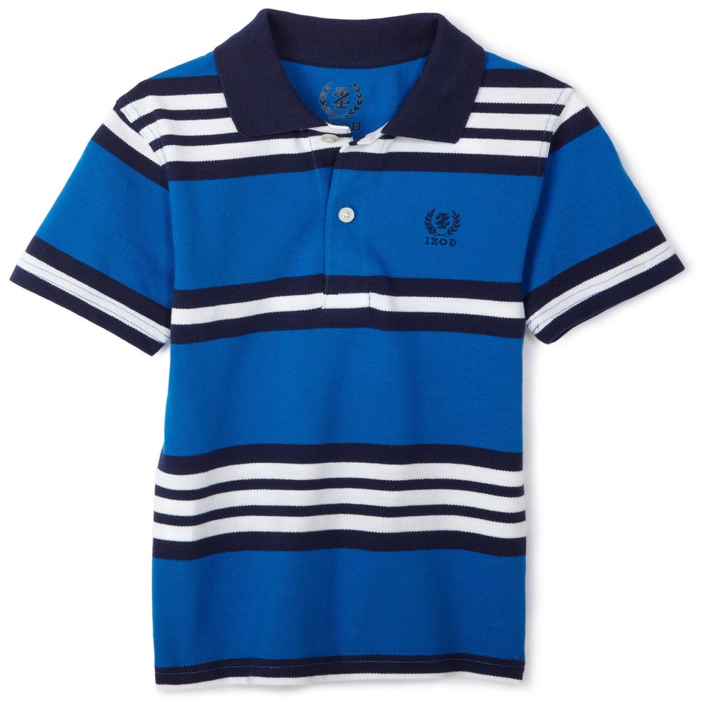 IZOD Little Boys' Short Sleeve Auto Stripe Pique Polo,Royal,X-Large