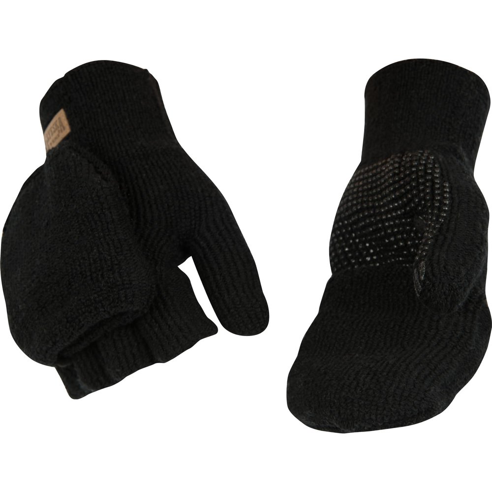 Kinco, 5110-XL, Convertible Knit Wool Gloves for Men - Alyeska Ragg Gloves, Black - For Cold Weather, Indoors and Outdoors (X-Large)
