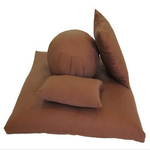 Kapok Zafu, Zabuton and Support Meditation Cushions Set (4pc), Cinnamon