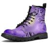MAPOLO Women's High Top Boots Lace Up Branches Purple Winter Boots Casual Leather Slip Resistant Ankle Shoes Combat Boots view 1