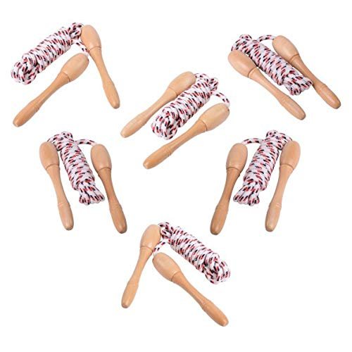 Constructive Playthings CPX-204 Set of 6 Wood Handled 8 ft. Long Jump Ropes