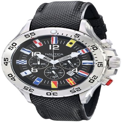 Nautica Men's N16553G Stainless Steel Watch with Black Band