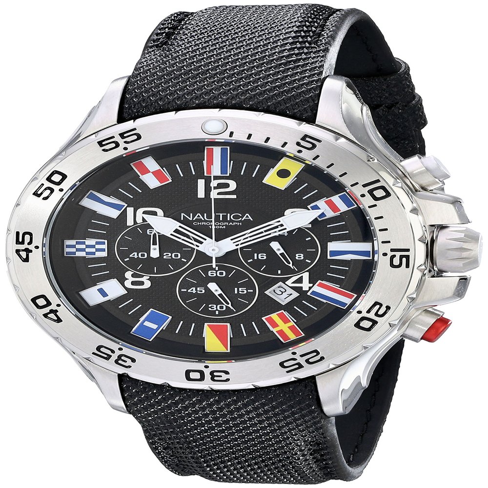 Nautica Men's N16553G Stainless Steel Watch with Black Band
