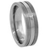 7mm Titanium Stripe Center Pipe Cut Wedding Band Ring for Men Comfort Fit Size 11 view 3