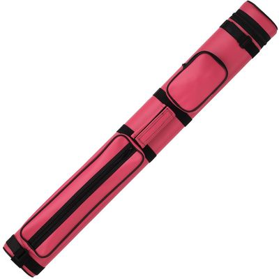 Action 34" Long Pool Cue Hard Carrying Case - Holds 2 Butts & 2 Shafts, Separate Molded Tubes, Large Zippered Accessory Pockets, Adjustable 1" Vinyl Carrying Strap, Fits up to 32" Shaft or Butt, Pink