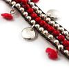 Avalaya Bright Red Semiprecious Stone Charm Wristband Bracelet (Silver Tone) view 2