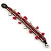 Avalaya Bright Red Semiprecious Stone Charm Wristband Bracelet (Silver Tone) view 3