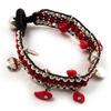 Avalaya Bright Red Semiprecious Stone Charm Wristband Bracelet (Silver Tone) view 4