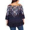 Style & Co. Womens Floral Off the Shoulder Blouse, Blue, 0X view 2