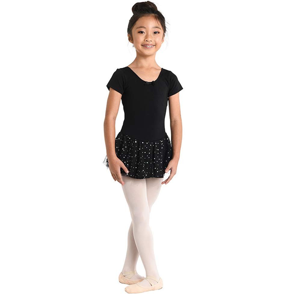DanzNmotion by Danshuz Girl's Short Sleeve Dress Hologram Skirt, Black, 6X-7