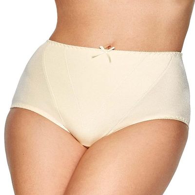Ilusion 2155 Womens High Rise Control Briefs, Tummy Control Underwear, Front Support Panel, Full Coverage Shapewear (US, Alpha, Small, Regular, Regular, Beige)