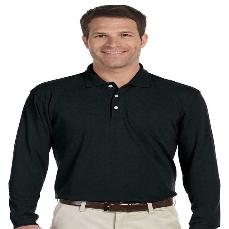 Harriton Men's Easy Blend Long Sleeve Polo Shirt Black S