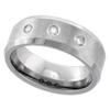 6 & 8 mm Tungsten Diamond Wedding Ring Set for Him and Her 3 stone Matte Beveled Comfort fit, size 8 view 2