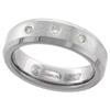 6 & 8 mm Tungsten Diamond Wedding Ring Set for Him and Her 3 stone Matte Beveled Comfort fit, size 8 view 4