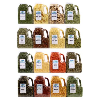 Harmony House Foods Dried Vegetable Family Pack, (16 Count, Gallon Size Jugs) for Cooking, Camping, Emergency Supply, and More