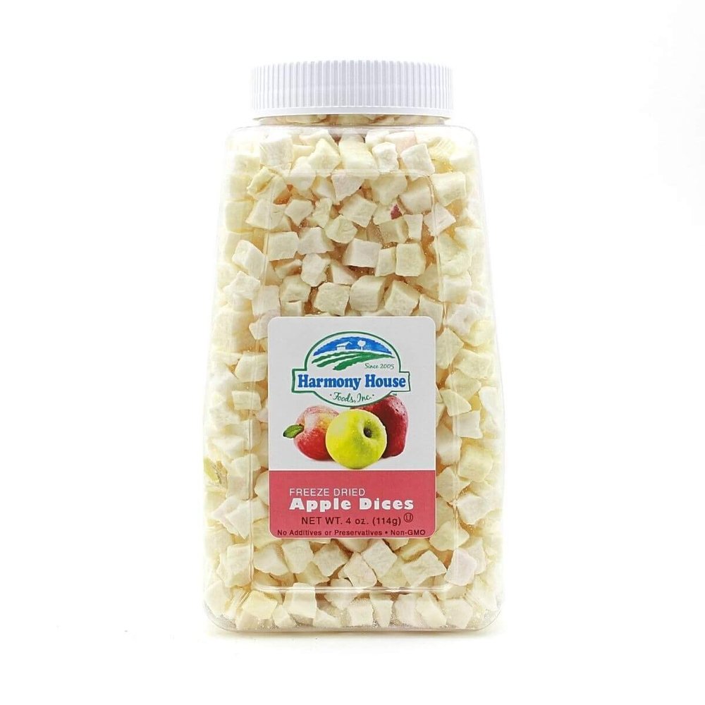 Harmony House Foods Freeze-Dried Apple, dices (4 oz, Quart Size Jar)