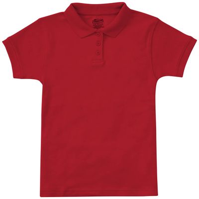CLASSROOM Big Girls' Interlock Cap Sleeve Polo, Red, Medium