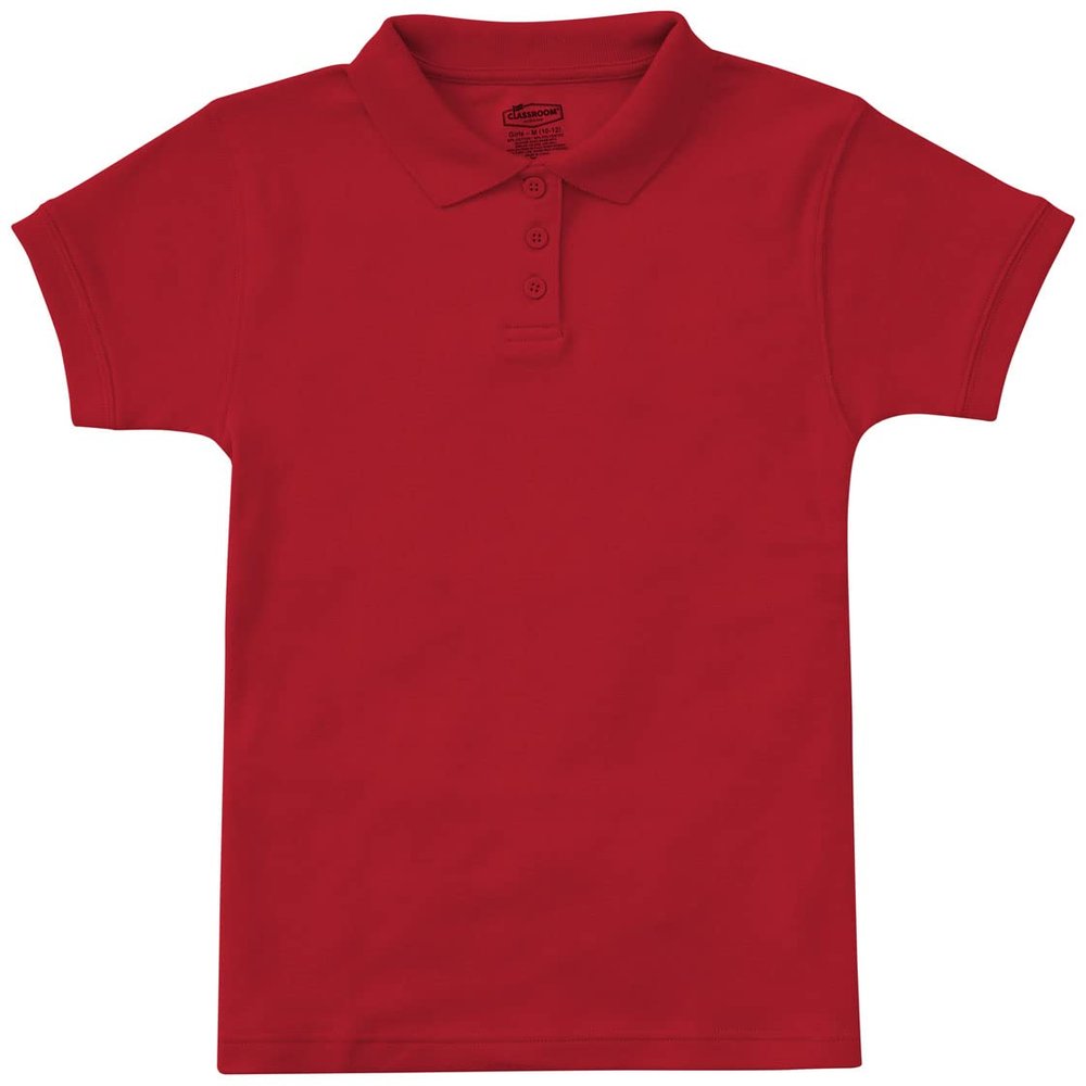 CLASSROOM Big Girls' Interlock Cap Sleeve Polo, Red, Medium