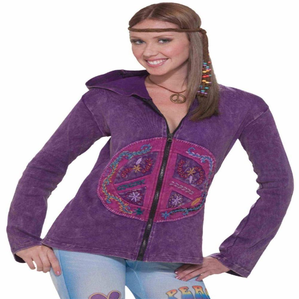 Forum Novelties Women's Generation Hippie Peace Sign Hoodie, Multi, One Size