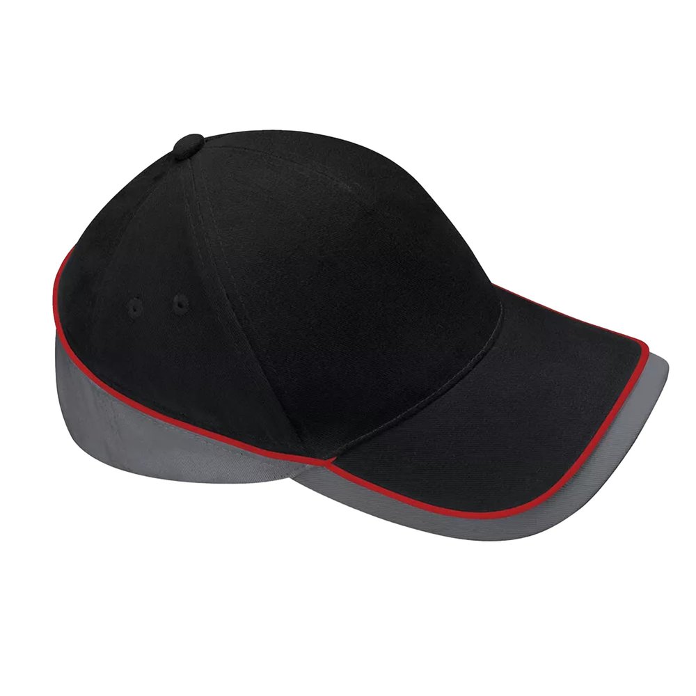 Beechfield Teamwear Competition Cap (B171) Summer Low Profile hat/Team Uniform - Black/Graphite Grey
