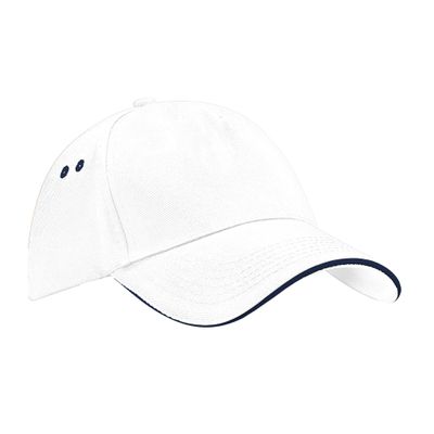Beechfield Men's One Size B015CWHI-FNA Ultimate 5-Panel Sandwich Peak, White/French Navy