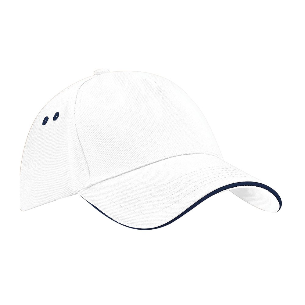 Beechfield Men's One Size B015CWHI-FNA Ultimate 5-Panel Sandwich Peak, White/French Navy