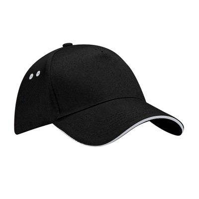 Beechfield Men's B015 Ultimate 5-Panel Sandwich Peak, Black/Light Grey, One Size
