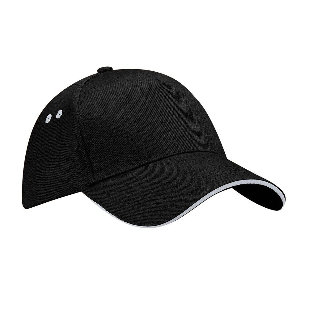 Beechfield Men's B015 Ultimate 5-Panel Sandwich Peak, Black/Light Grey, One Size