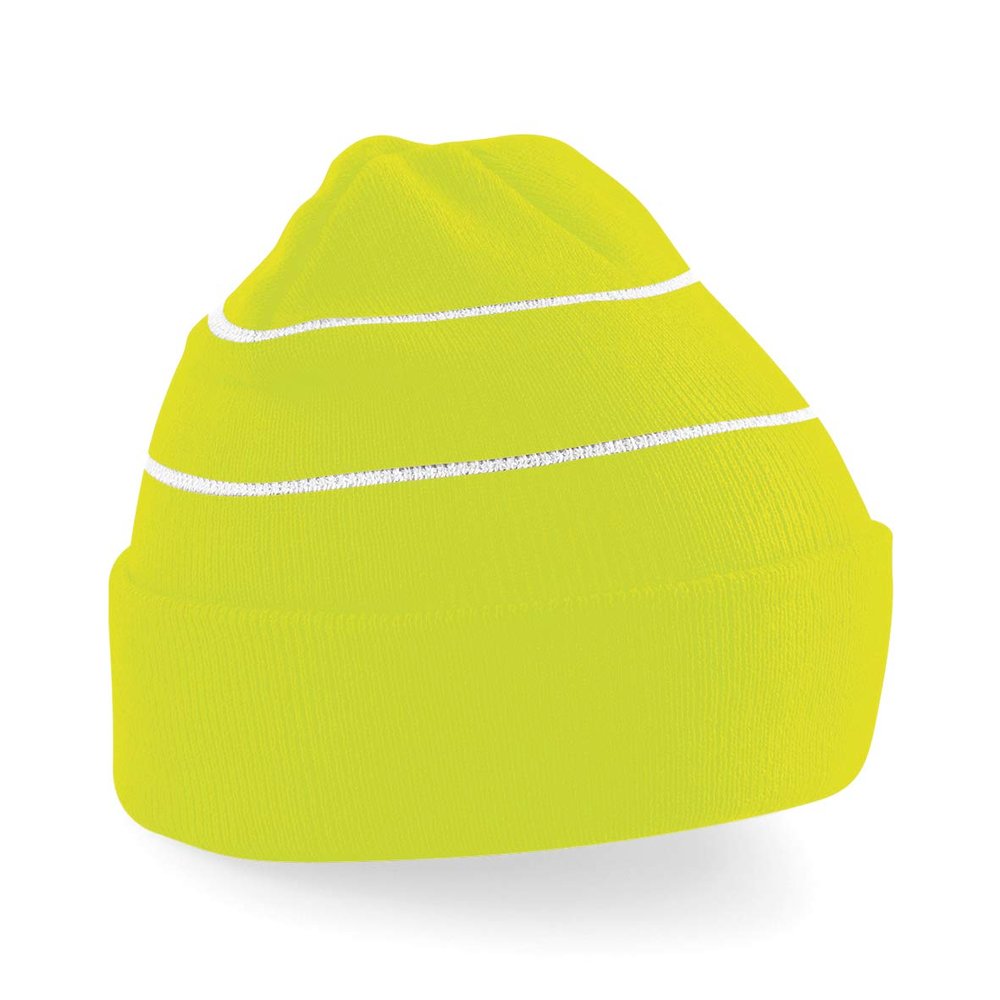 Enhanced-Viz Knitted Beanie -Hi-Vis Winter Hat for Work/Cycling/Casual Men/Women - Yellow Fluorescent