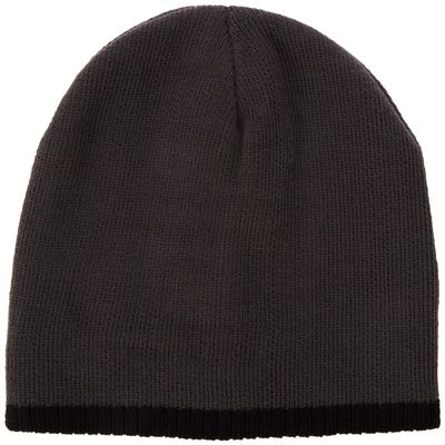 Beechfield Boys Pull On Warm Knitted Beanie Ski Hat With Contrast Trim Graphite Grey