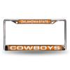Rico Industries NCAA Oklahoma State Cowboys Laser Cut Inlaid Standard Chrome License Plate Frame view 1
