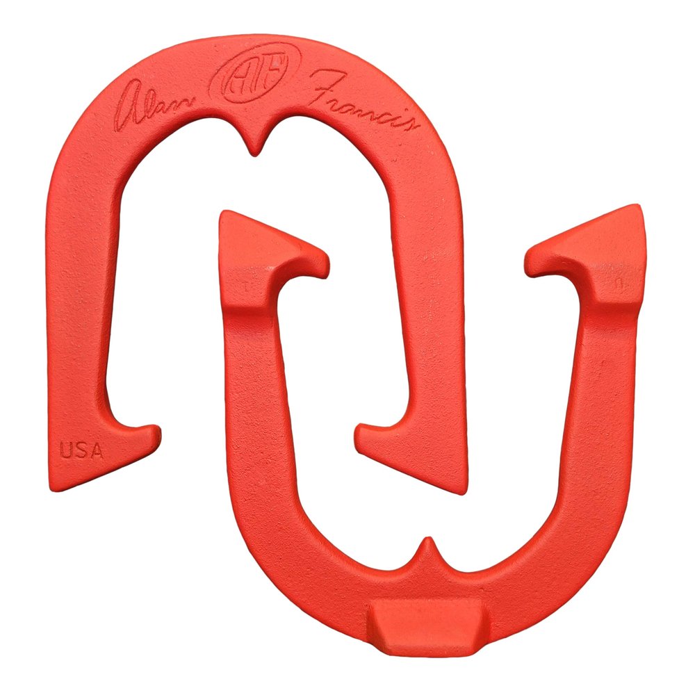 Alan Francis Signature Professional Pitching Horseshoes- Made in The USA (Red- Single Pair (2 Shoes))