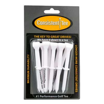 Consistent Tee 3 1/4" Pack of 10 Durable, Biodegradable Tees for Perfect Height and Position (White)