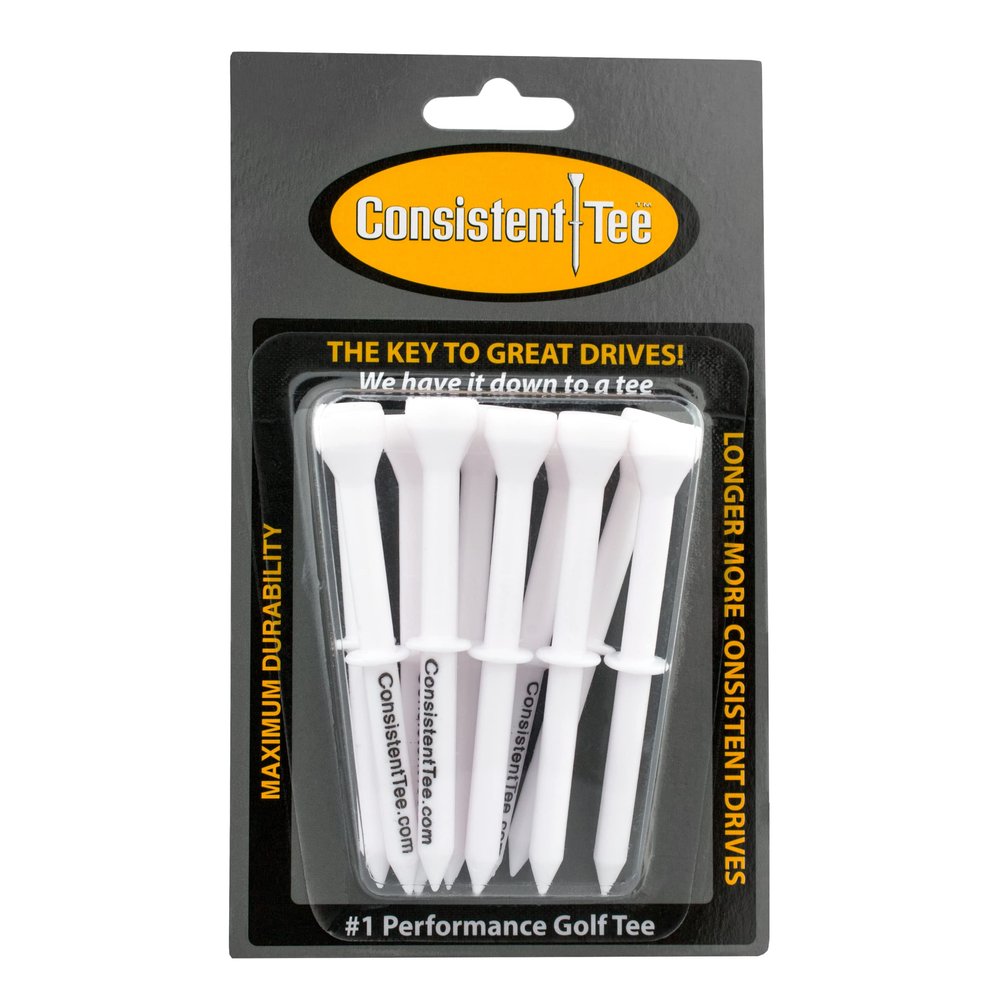 Consistent Tee 3 1/4" Pack of 10 Durable, Biodegradable Tees for Perfect Height and Position (White)