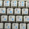COLEMAK STICKER for KEYBOARD with BLUE LETTERING TRANSPARENT BACKGROUND view 1