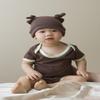 Babysoy Baby Girls' Duo-Styles Double Knot Solid Color Hat/Beanie (12-24 Months, Chocolate) view 2