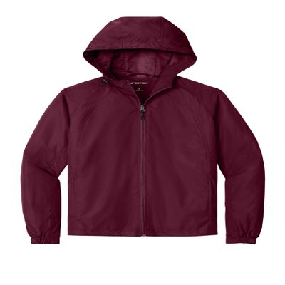 SPORT-TEK Unisex Hooded Raglan Jacket | Lightweight Rain Jacket for Men & Women, Zip Up Windbreaker