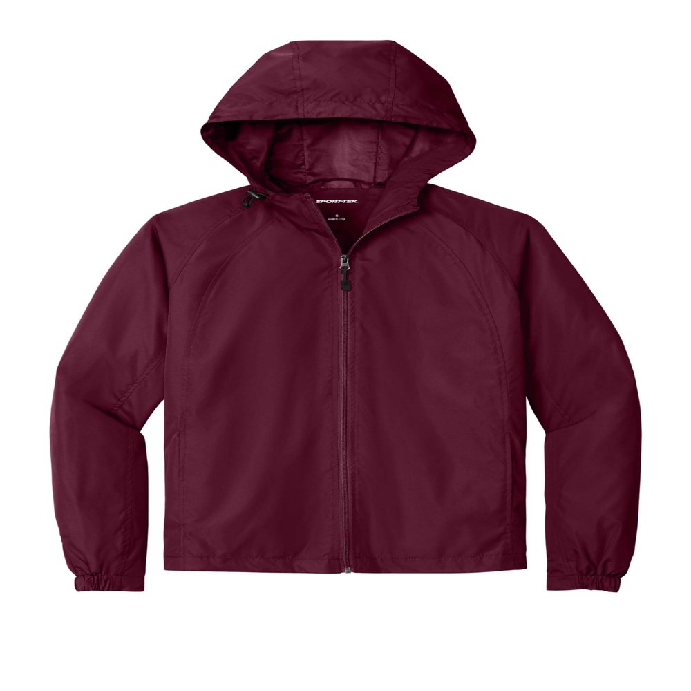 SPORT-TEK Unisex Hooded Raglan Jacket | Lightweight Rain Jacket for Men & Women, Zip Up Windbreaker