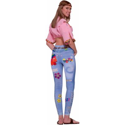 Forum Novelties Women's Novelty Hippie Jean Leggings, Multi, X-Small/Small