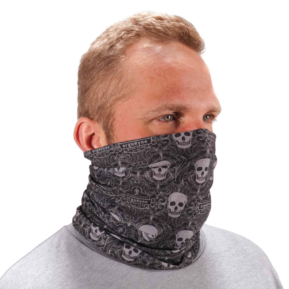 Ergodyne Chill Its 6485 Neck Gaiter, Multiple Ways to Wear Headband, Sweat-Wicking, Skulls, One Size
