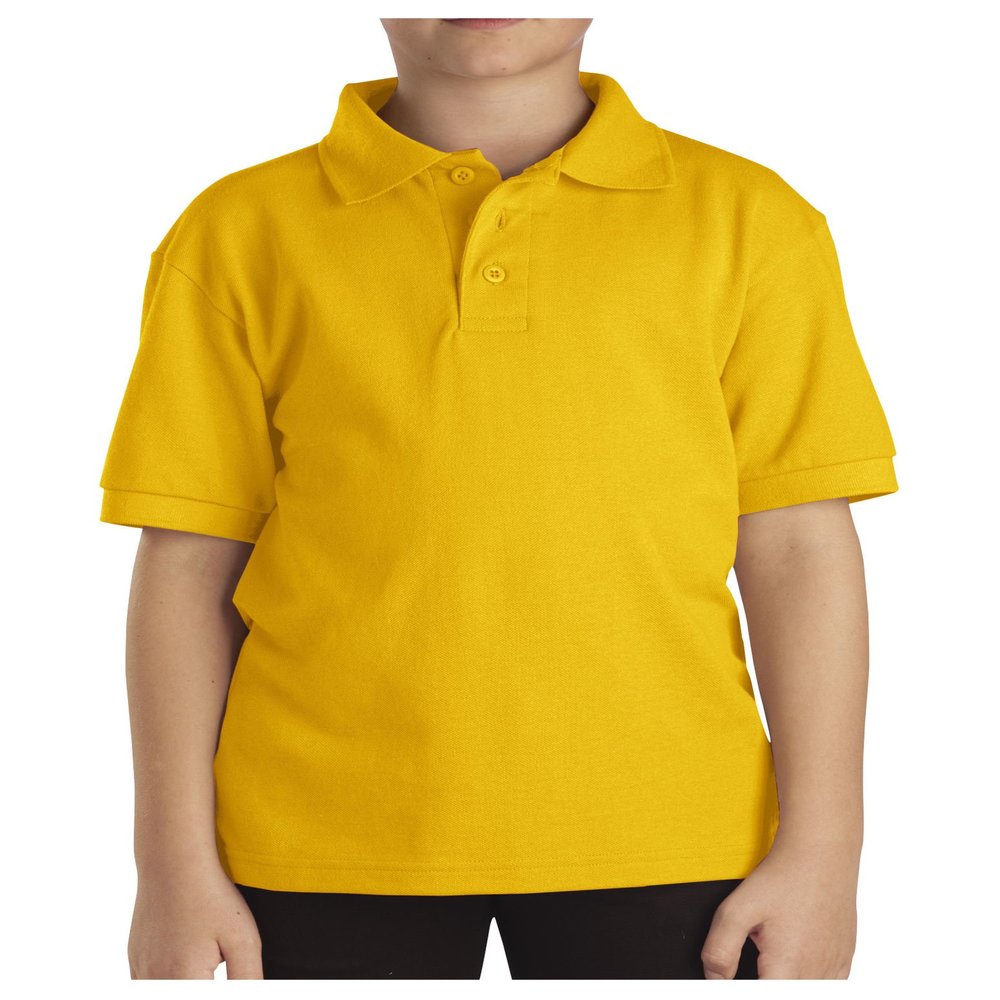 Dickies Boys' Short Sleeve Pique Polo, Gold, X-Small