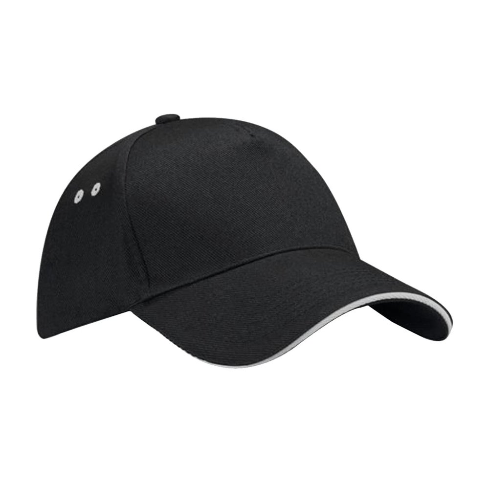 Beechfield Unisex Ultimate 5 Panel Cap With Sandwich Peak One Size Black / Light Grey