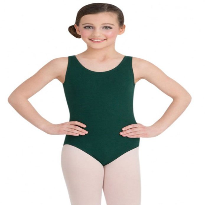 Capezio Girls' Classic High-Neck Tank Athletic Leotard  Comfortable Cotton Blend for Active Play, Full Front Lining, Ballet Leg Line, Perfect for Dance and Gymnastics, Large, Hunter