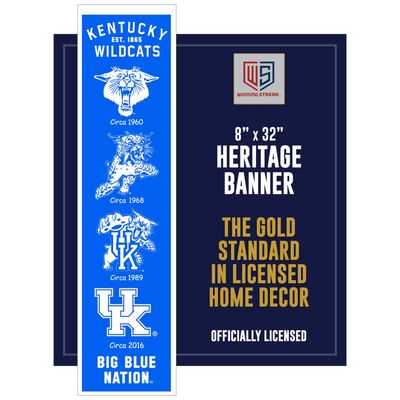 Winning Streak Sports NCAA Kentucky Wildcats Heritage Banner - Vintage Kentucky College Sports Wall Decor