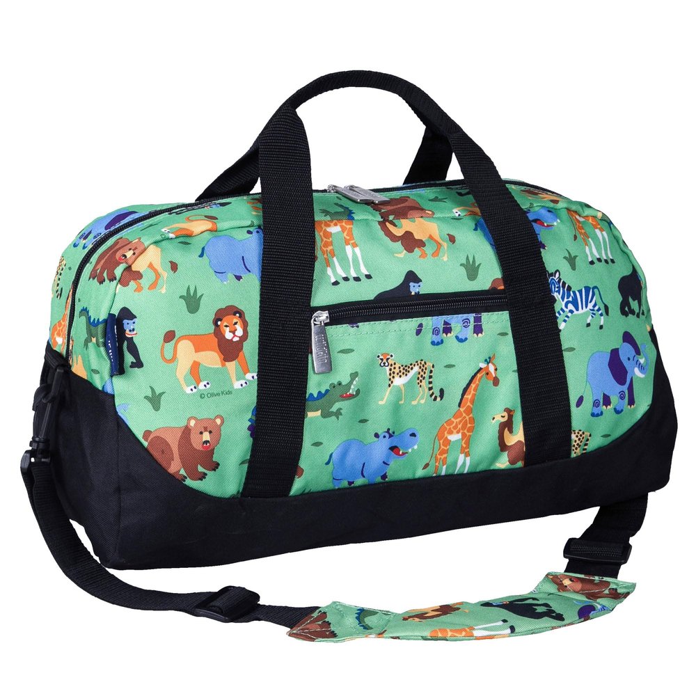 Wildkin Kids Overnighter Duffel Bag  Carry-On Size, Ideal for School & Sleepovers  Wild Animals