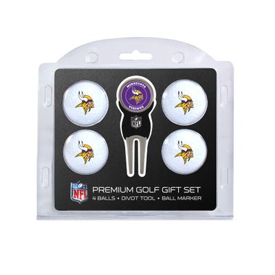 Team Golf NFL Minnesota Vikings 4 Golf Ball And Divot Tool Set Regulation Size Golf Balls (4 Count) & Divot Tool with Removable Double-Sided Magnetic Marker